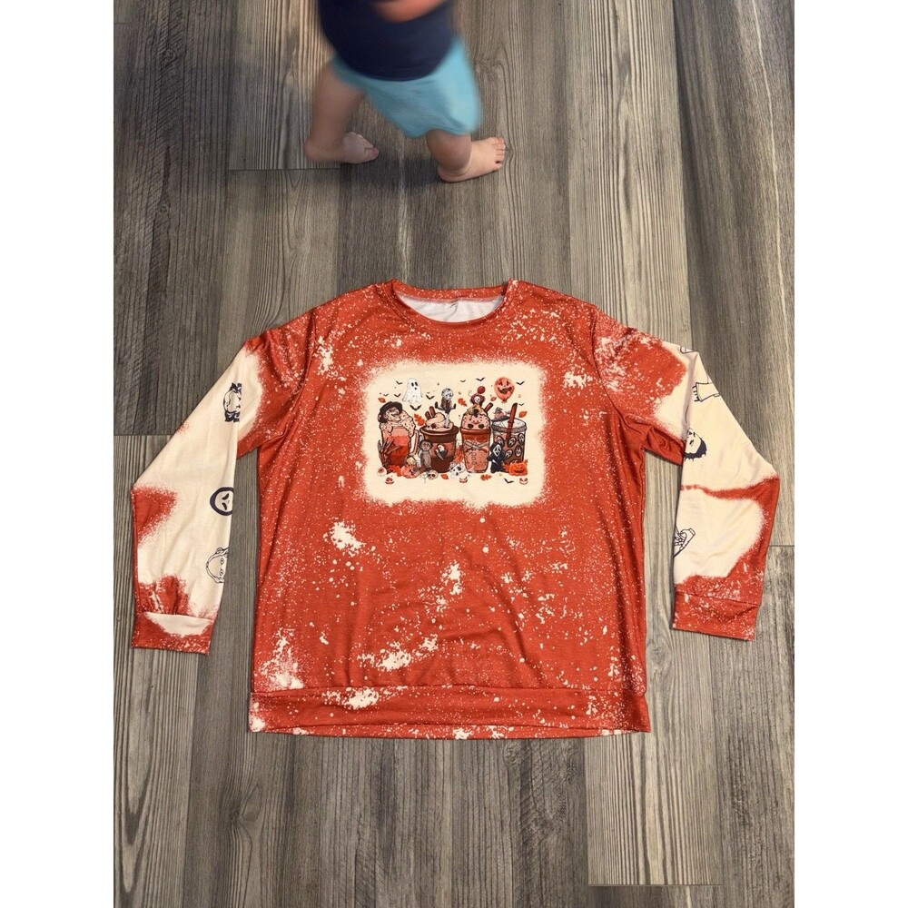 Womens Halloween Coffee Chucky Fri 13th Skull Freddy Kruger Scream Shirt Sz 2XL